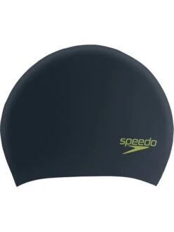 Speedo Junior Long Hair Swim Cap - Black/Acid Green