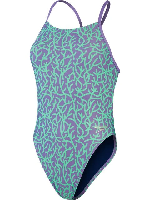 Speedo Tie Back One Piece - Miami Lilac/Fake Green