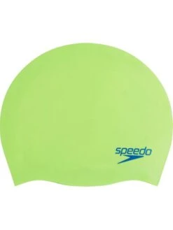 Speedo Junior Plain Moulded Swim Cap - Citrus Green/Beautiful Blue